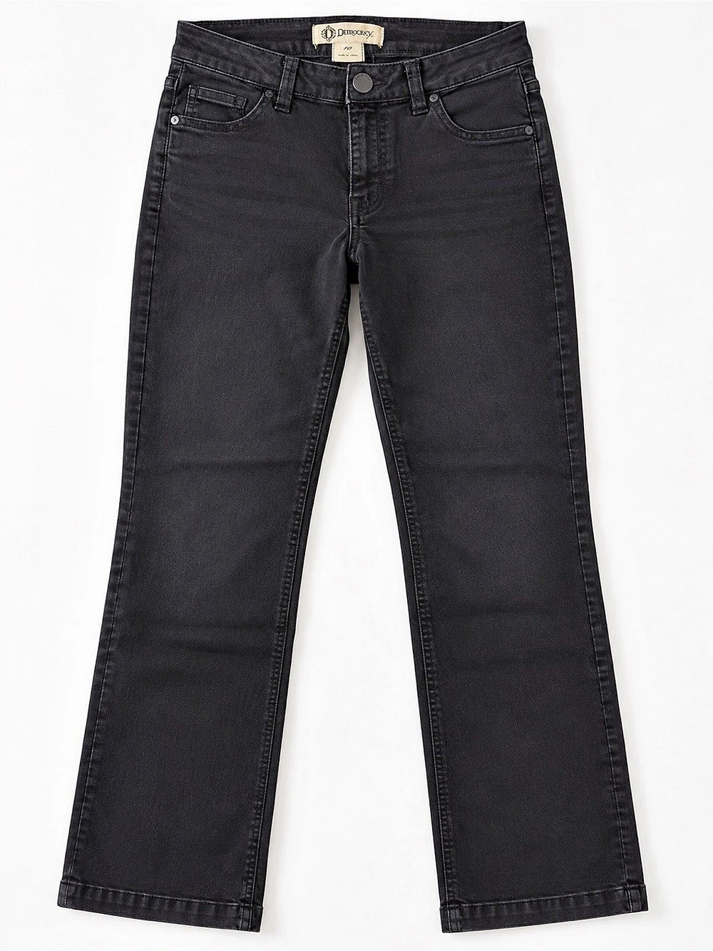 Democracy Cropped Straight Leg Jeans in Black Waist 10 Like New